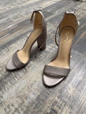 Sam Edelman Silver Metallic Block Heel Sandals